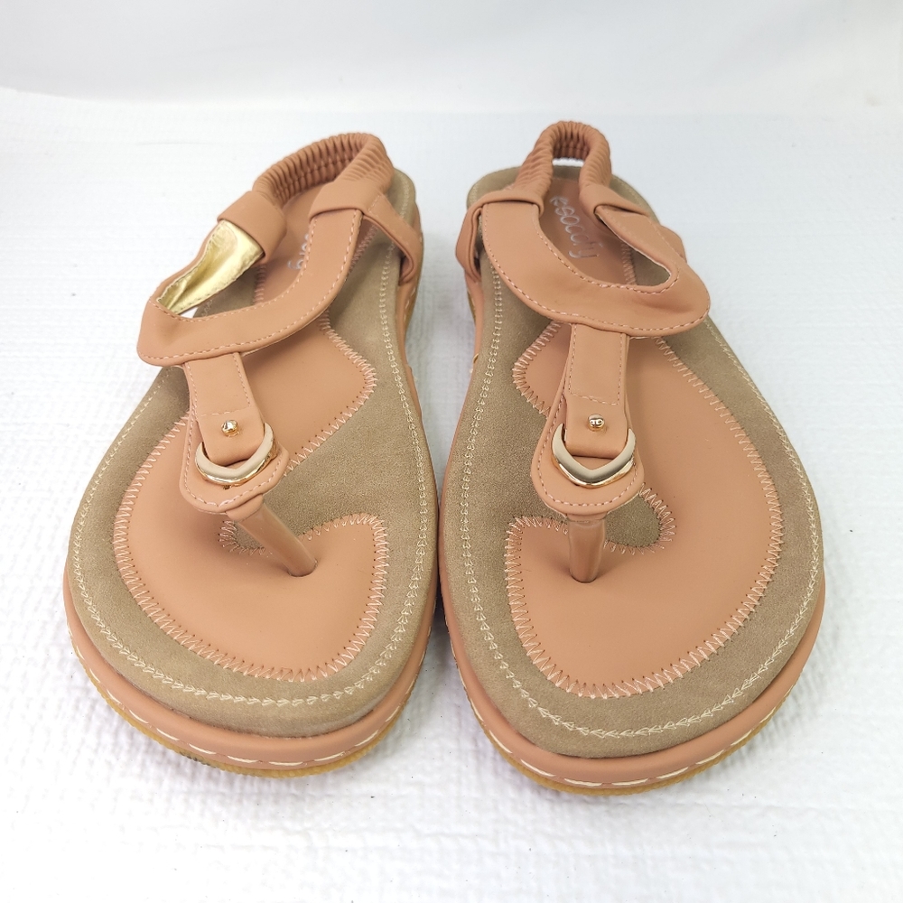 Socofy Sandals Elastic Sling Back Flip Flop Slip On Flats Shoes Size 41 US 10